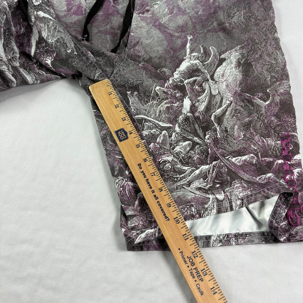 Kirra Board Shorts Mens 36 Gray Purple Fallen Angel Graphic Surf Vintage Y2K - Picture 9 of 10